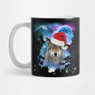 Funny Gray Wolf Christmas - Santa Hat Wolves Outfit - Wolf Lover Mug